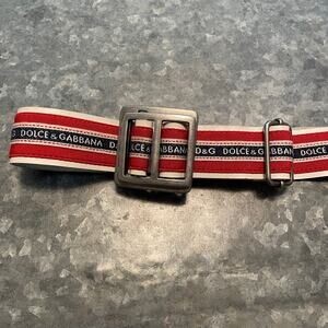 Dolce & Gabbana DG Belt Sz 90 US 36 Red White Blue Vintage Y2K Spellout Logo